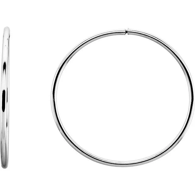 Earrings TreasureFineJewelers Sterling Silver 40 mm Endless Hoop Tube Earrings Earrings TreasureFineJewelers Sterling Silver 40 mm Endless Hoop Tube Earrings