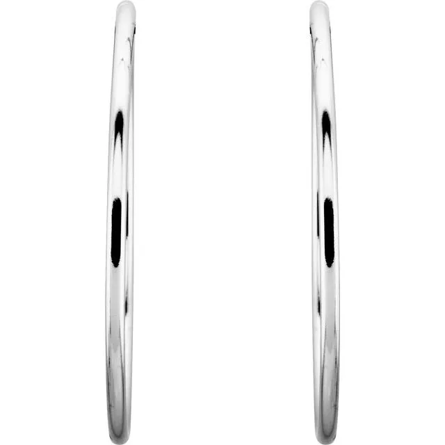 Earrings TreasureFineJewelers Sterling Silver 40 mm Endless Hoop Tube Earrings
