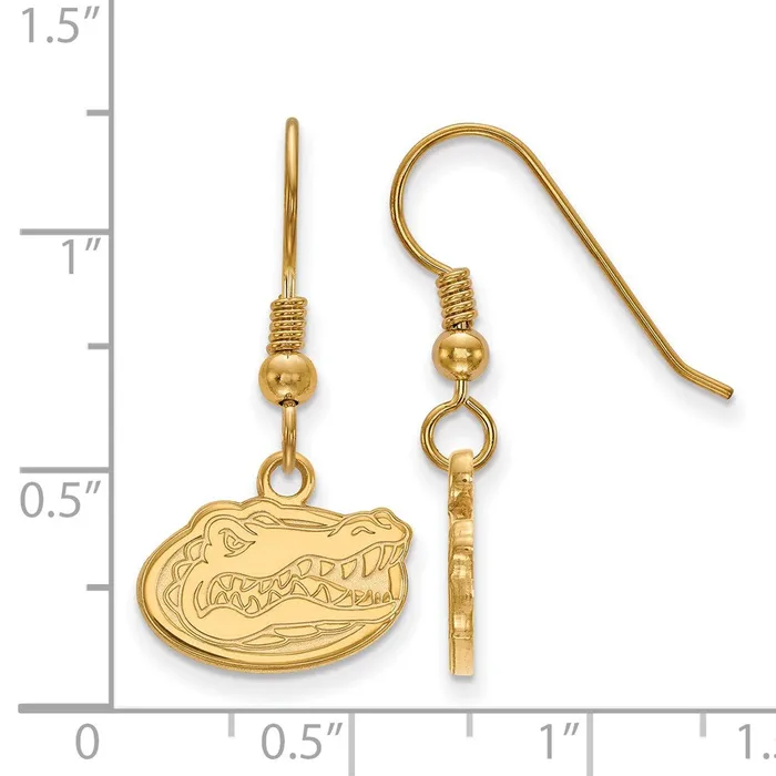 Earrings TreasureFineJewelers Sterling Silver Goldplated University of Florida Gator Extra Small Dangle Wire Earrings