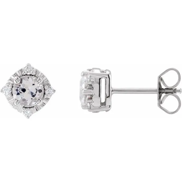 Earrings TreasureFineJewelers Sterling Silver LabGrown White Sapphire 08 CTW Natural Diamond HaloStyle Earrings Earrings TreasureFineJewelers Sterling Silver LabGrown White Sapphire 08 CTW Natural Diamond HaloStyle Earrings