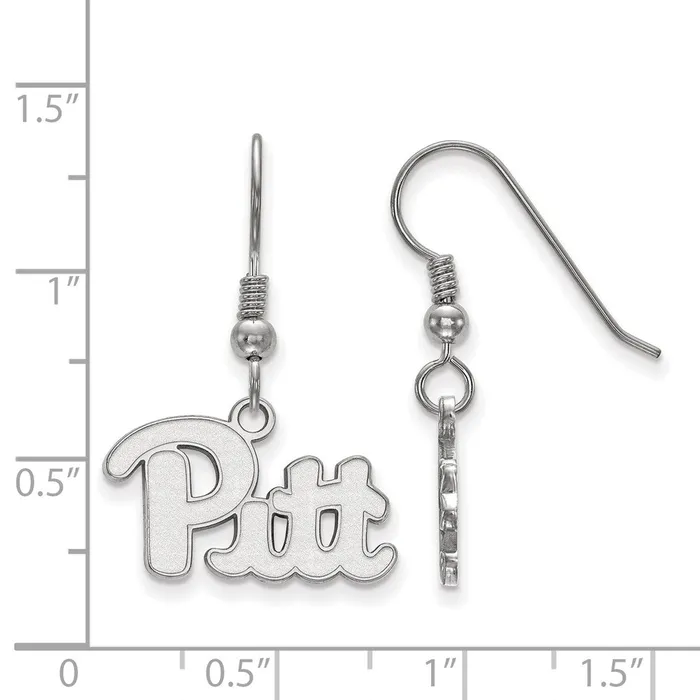 Earrings TreasureFineJewelers Sterling Silver Rhodiumplated University of Pittsburgh Small Dangle Wire Earrings