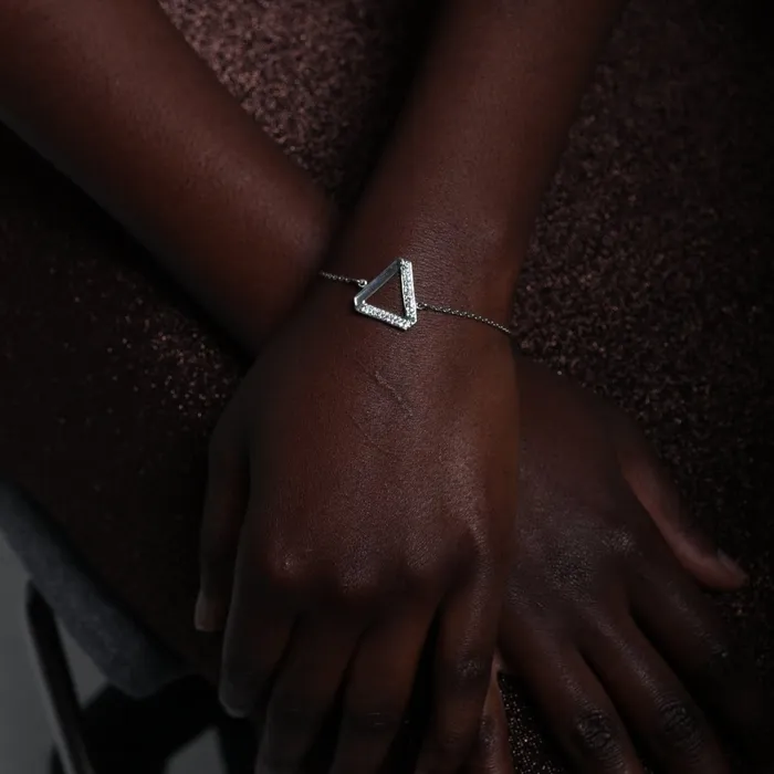 Ema Jewels Earrings Clotho Triangle Bracelet and Maya Crystal Sterling Silver Earrings SET