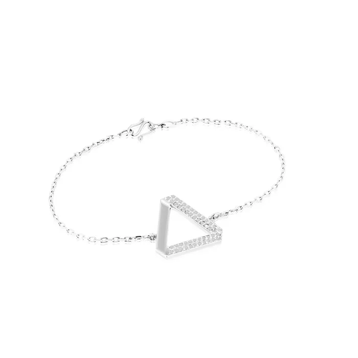 Ema Jewels Earrings Clotho Triangle Bracelet and Maya Crystal Sterling Silver Earrings SET
