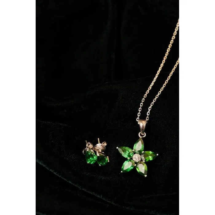 Ema Jewels Necklaces Aletheia Emerald Sterling Silver Necklace Earring Set Ema Jewels Necklaces Aletheia Emerald Sterling Silver Necklace Earring Set