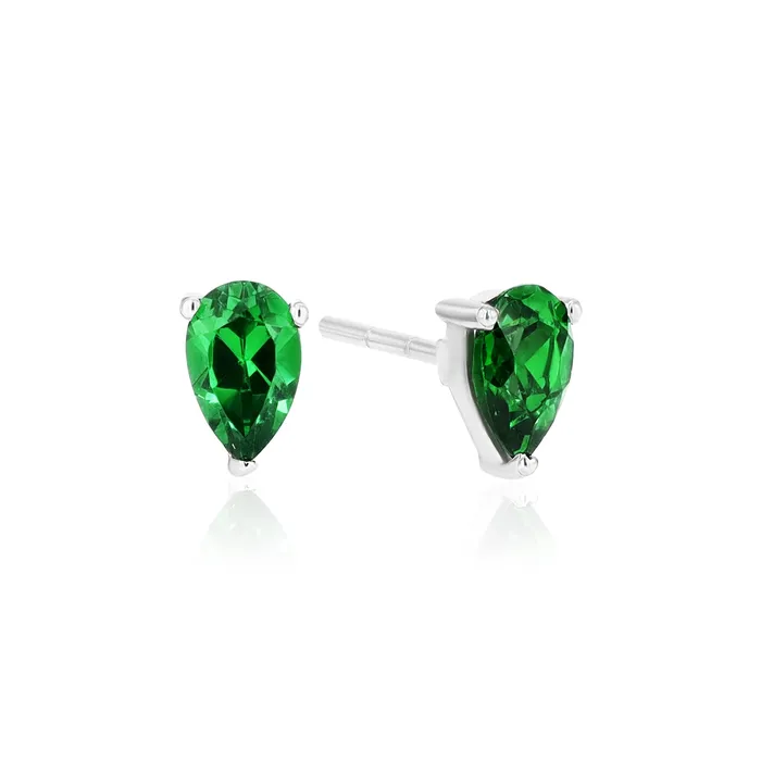 Ema Jewels Necklaces Aletheia Emerald Sterling Silver Necklace Earring Set