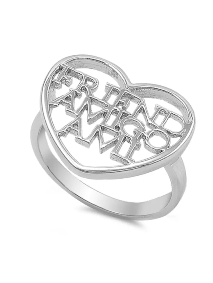 FRIEND AMIGO AMI Silver Heart Ring Friend in English Spanish French Language North Arrow Shop Rings FRIEND AMIGO AMI Silver Heart Ring Friend in English Spanish French Language North Arrow Shop Rings