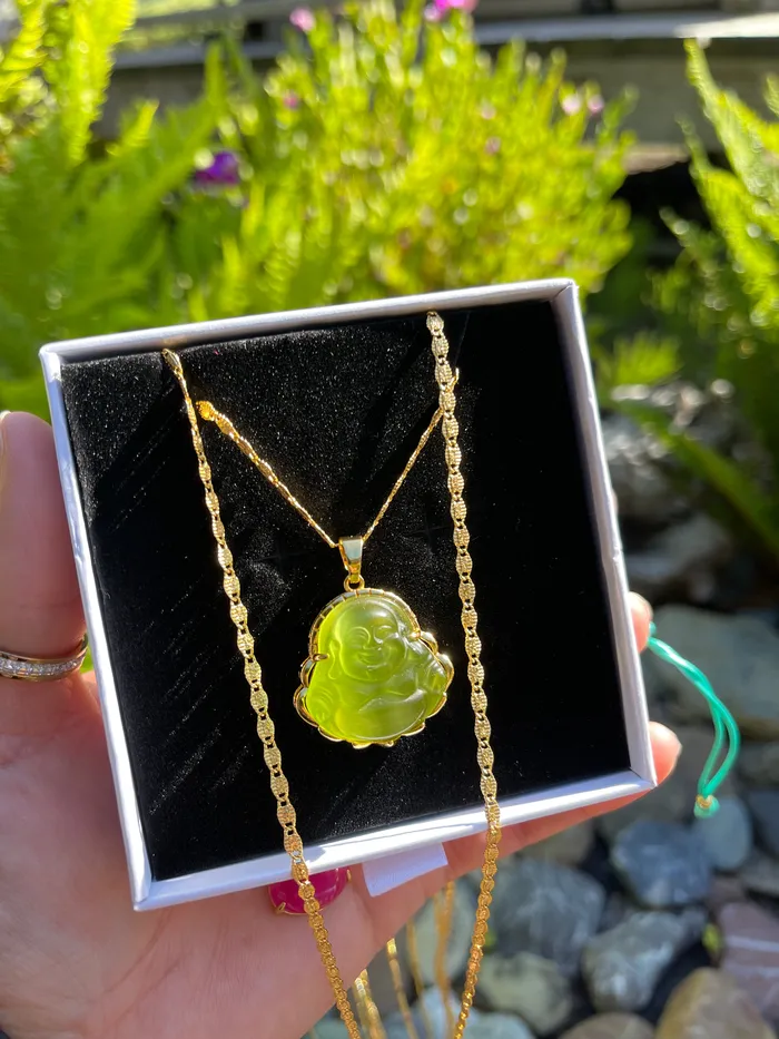 Green Quartz Buddha Necklace MP Jewelry Necklaces