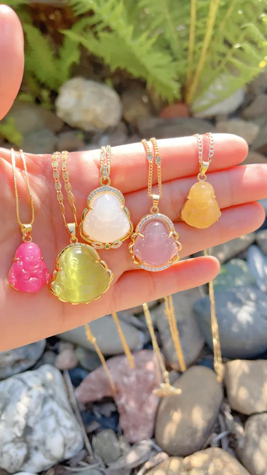Green Quartz Buddha Necklace MP Jewelry Necklaces