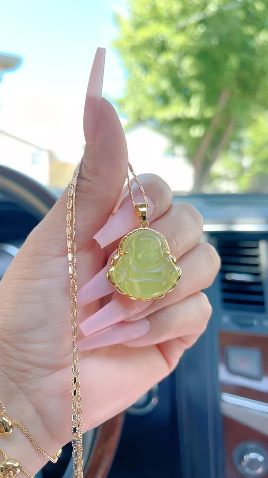 Green Quartz Buddha Necklace MP Jewelry Necklaces