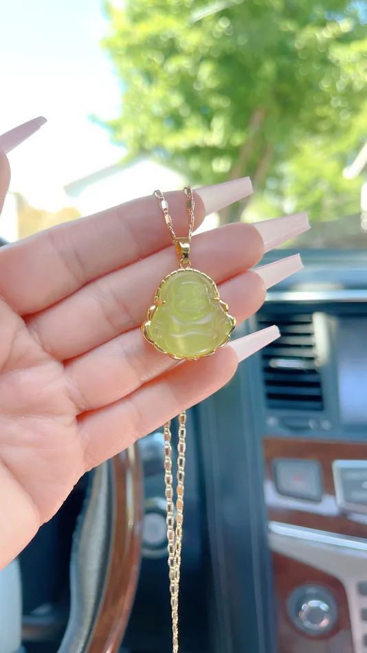 Green Quartz Buddha Necklace MP Jewelry Necklaces