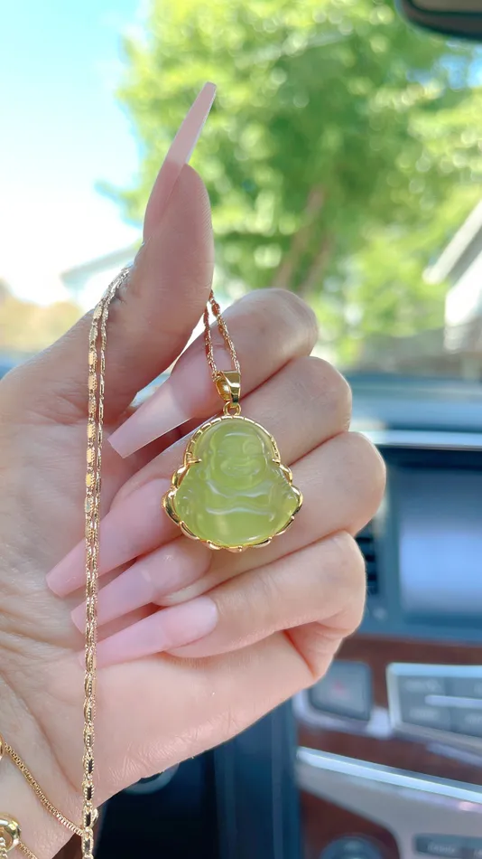 Green Quartz Buddha Necklace MP Jewelry Necklaces