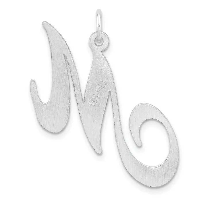 Large Sterling Silver Rhodiumplated Fancy Script Letter M Initial Charm TreasureFineJewelers Necklaces