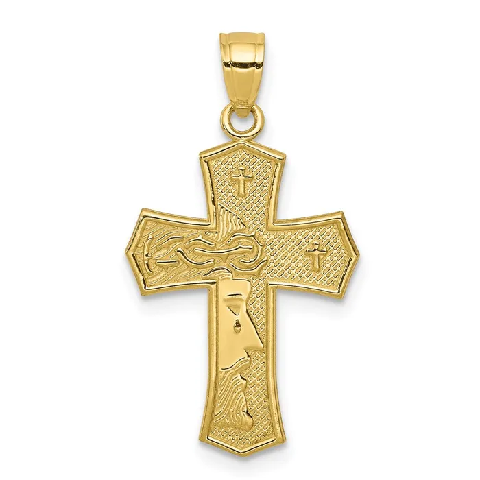 Necklaces 10K Passion Cross W JESUS Reversible Pendant TreasureFineJewelers Necklaces 10K Passion Cross W JESUS Reversible Pendant TreasureFineJewelers
