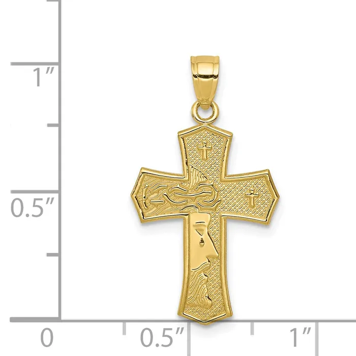 Necklaces 10K Passion Cross W JESUS Reversible Pendant TreasureFineJewelers