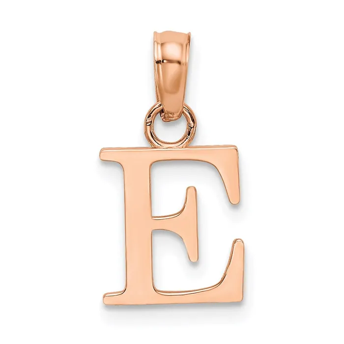 Necklaces 14K Rose Gold Polished Block Letter E Initial Pendant TreasureFineJewelers Necklaces 14K Rose Gold Polished Block Letter E Initial Pendant TreasureFineJewelers
