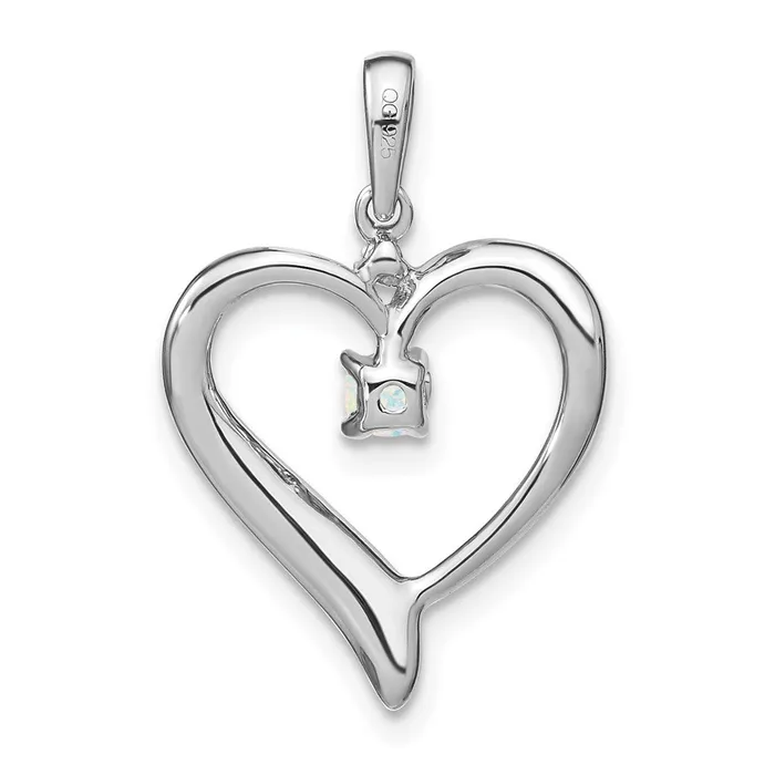 Necklaces 14k White Gold Created Opal and Diamond Heart Pendant TreasureFineJewelers