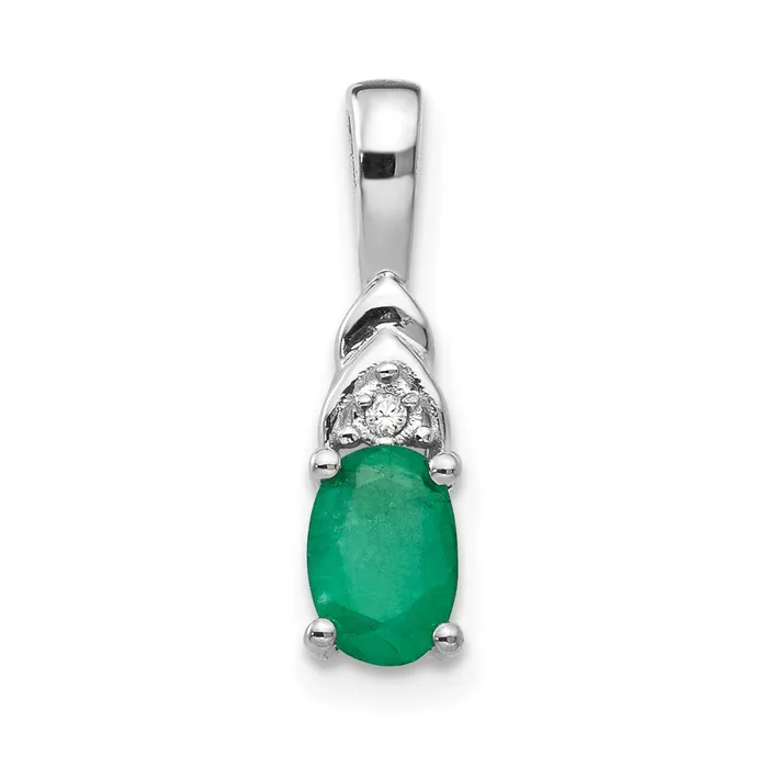 Necklaces 14k White Gold Emerald and Diamond Pendant TreasureFineJewelers Necklaces 14k White Gold Emerald and Diamond Pendant TreasureFineJewelers