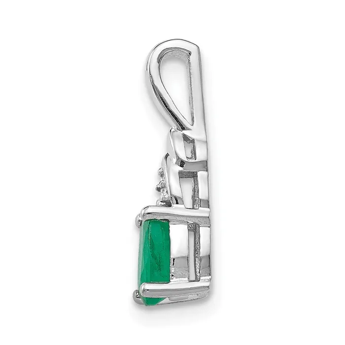 Necklaces 14k White Gold Emerald and Diamond Pendant TreasureFineJewelers