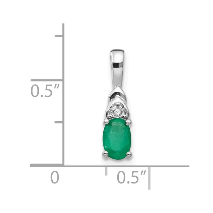 Necklaces 14k White Gold Emerald and Diamond Pendant TreasureFineJewelers