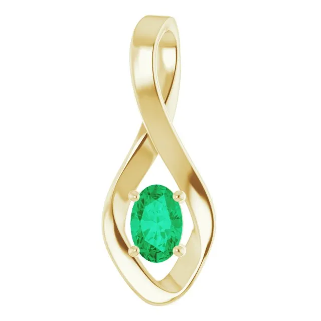 Necklaces 14K Yellow Gold 6x4 mm Oval LabGrown Emerald Pendant TreasureFineJewelers Necklaces 14K Yellow Gold 6x4 mm Oval LabGrown Emerald Pendant TreasureFineJewelers