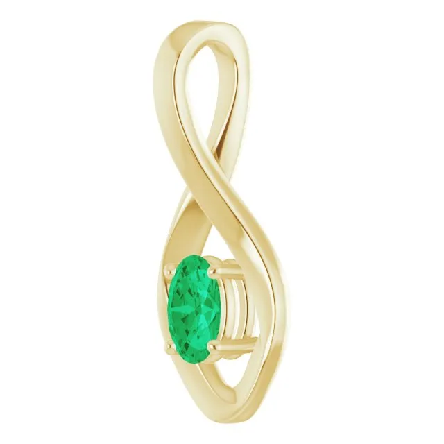 Necklaces 14K Yellow Gold 6x4 mm Oval LabGrown Emerald Pendant TreasureFineJewelers