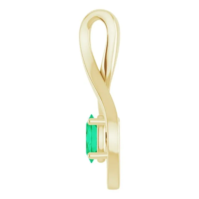 Necklaces 14K Yellow Gold 6x4 mm Oval LabGrown Emerald Pendant TreasureFineJewelers