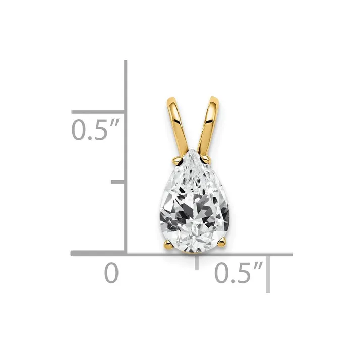 Necklaces 14k Yellow Gold 9x6mm Pear Cubic Zirconia pendant TreasureFineJewelers