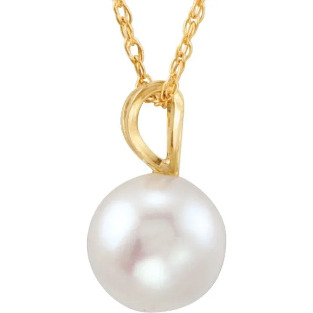 Necklaces 14K Yellow Gold Akoya Cultured Pearl 18 Necklace TreasureFineJewelers