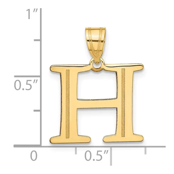 Necklaces 14k Yellow Gold Polished Etched Letter H Initial Pendant TreasureFineJewelers