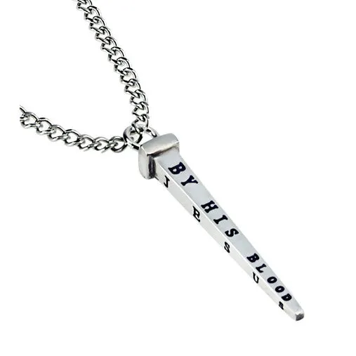 Necklaces North Arrow Shop Mens Cross Nail Necklace Romans 59 BY HIS BLOOD Stainless Steel Curb Necklaces North Arrow Shop Mens Cross Nail Necklace Romans 59 BY HIS BLOOD Stainless Steel Curb