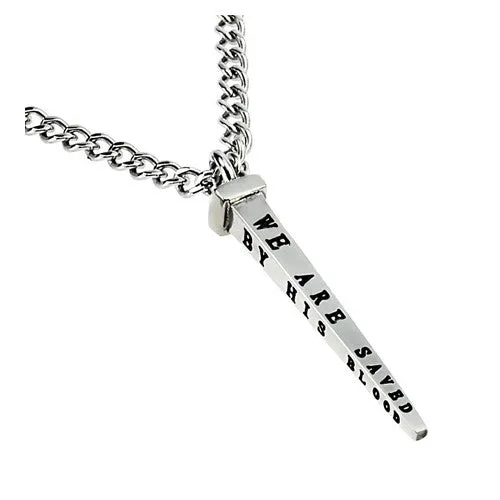 Necklaces North Arrow Shop Mens Cross Nail Necklace Romans 59 BY HIS BLOOD Stainless Steel Curb Necklaces North Arrow Shop Mens Cross Nail Necklace Romans 59 BY HIS BLOOD Stainless Steel Curb