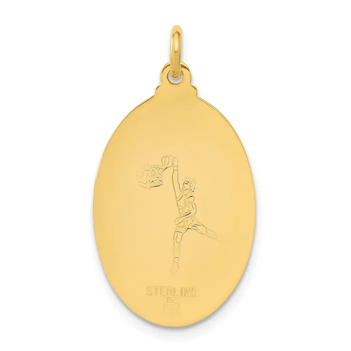 Necklaces Sterling Silver 24k Goldplated Saint Christopher Basketball Medal Pendant TreasureFineJewelers