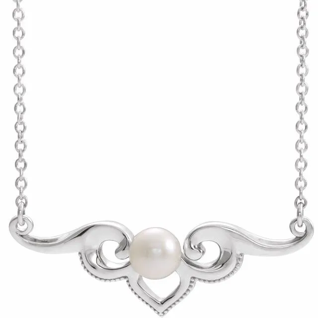 Necklaces Sterling Silver Cultured White Freshwater Pearl Bar 18 Necklace TreasureFineJewelers Necklaces Sterling Silver Cultured White Freshwater Pearl Bar 18 Necklace TreasureFineJewelers