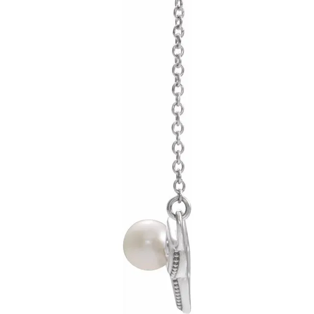 Necklaces Sterling Silver Cultured White Freshwater Pearl Bar 18 Necklace TreasureFineJewelers