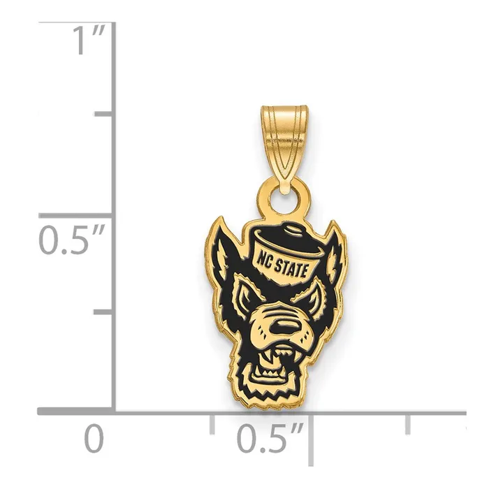 Necklaces Sterling Silver Goldplated North Carolina State University Wolf Small Enameled Pendant TreasureFineJewelers