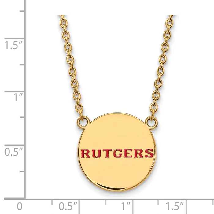 Necklaces Sterling Silver Goldplated Rutgers University Large Enameled Disc Pendant 18 inch Necklace TreasureFineJewelers