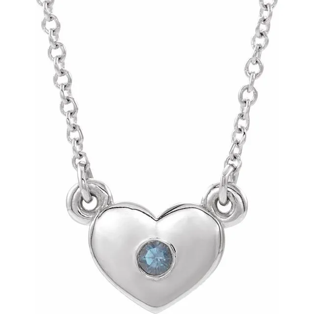 Necklaces Sterling Silver LabGrown Alexandrite Heart 16 Necklace TreasureFineJewelers