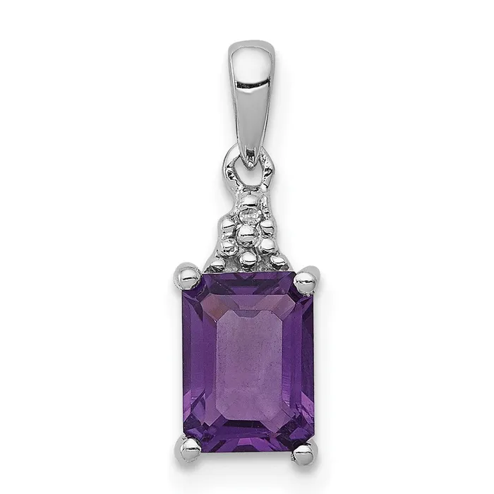 Necklaces Sterling Silver Rhodiumplated Amethyst and Diamond Pendant TreasureFineJewelers Necklaces Sterling Silver Rhodiumplated Amethyst and Diamond Pendant TreasureFineJewelers