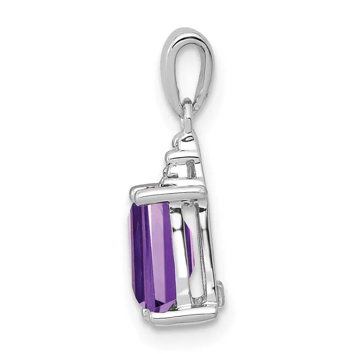 Necklaces Sterling Silver Rhodiumplated Amethyst and Diamond Pendant TreasureFineJewelers