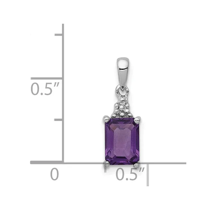 Necklaces Sterling Silver Rhodiumplated Amethyst and Diamond Pendant TreasureFineJewelers