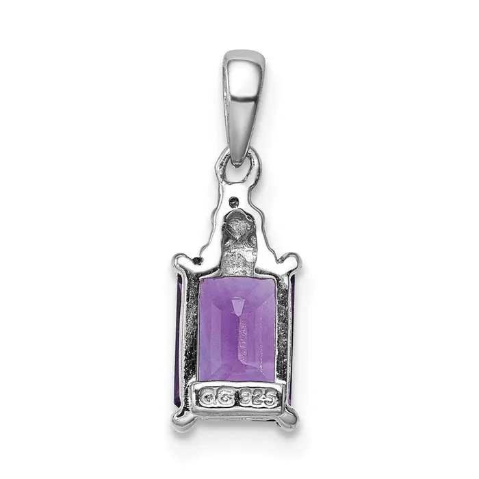 Necklaces Sterling Silver Rhodiumplated Amethyst and Diamond Pendant TreasureFineJewelers