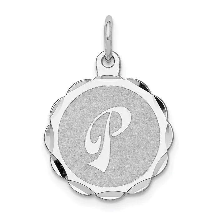 Necklaces Sterling SilverRhodiumplated Brocaded Letter P Initial Pendant TreasureFineJewelers