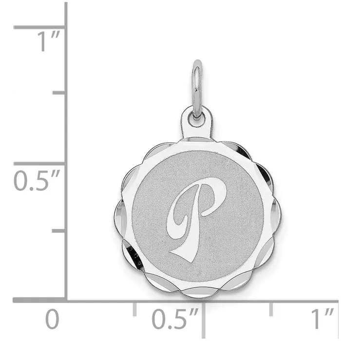 Necklaces Sterling SilverRhodiumplated Brocaded Letter P Initial Pendant TreasureFineJewelers