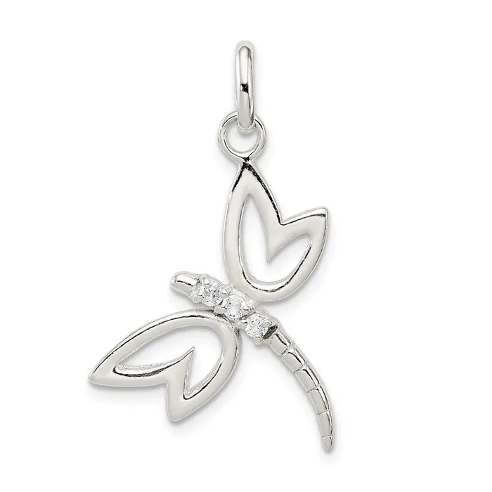 Necklaces Sterling Silver With CZ Dragonfly Pendant TreasureFineJewelers