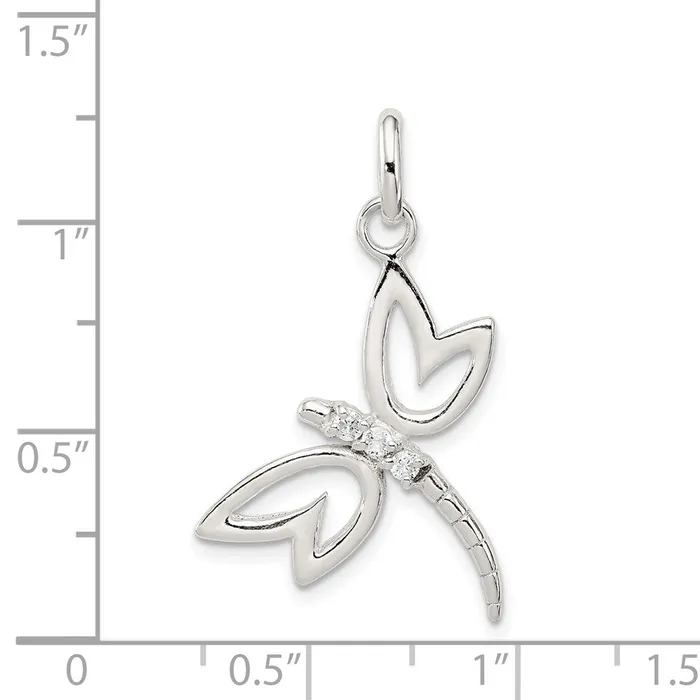 Necklaces Sterling Silver With CZ Dragonfly Pendant TreasureFineJewelers