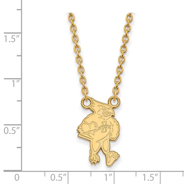 Necklaces TreasureFineJewelers 10K Yellow Gold Iowa State University Large Pendant wilth Necklace