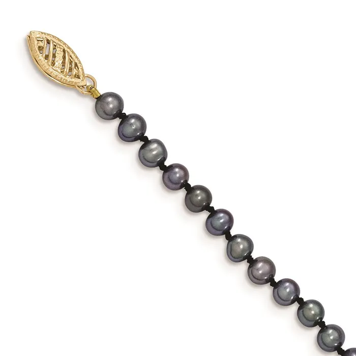 Necklaces TreasureFineJewelers 14k 45mm Black Near Round Freshwater Cultured Pearl Necklace