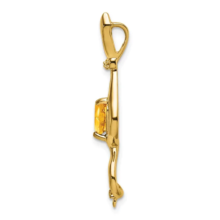 Necklaces TreasureFineJewelers 14k Citrine and Diamond Cat Pendant