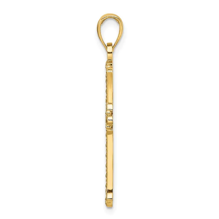 Necklaces TreasureFineJewelers 14K Polished Textured Pointed Ends Fancy Cross Pendant