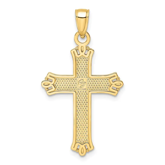 Necklaces TreasureFineJewelers 14K Polished Textured Pointed Ends Fancy Cross Pendant